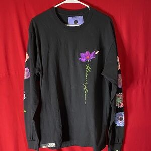 Floral Long Sleeve Black Tee